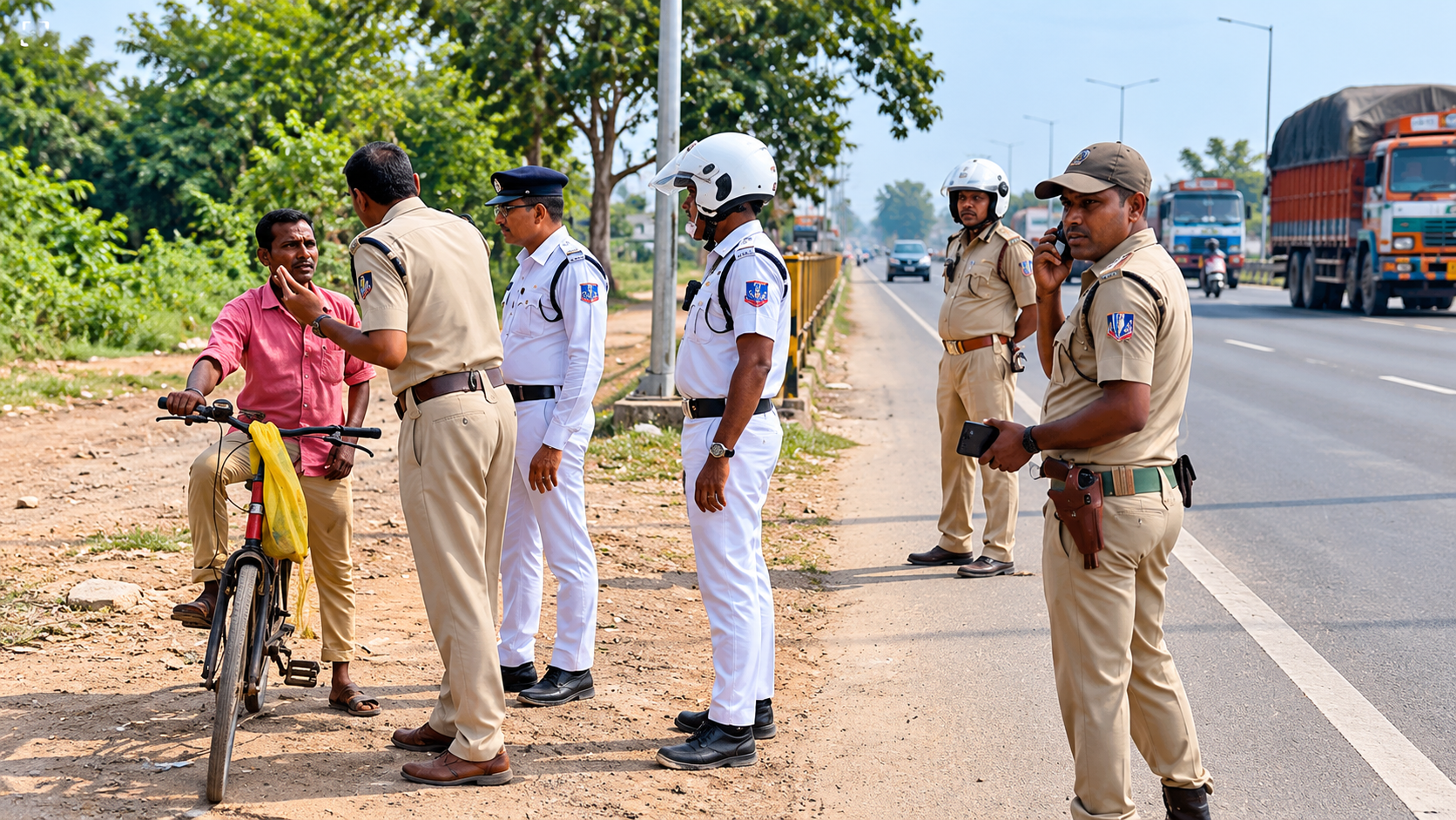 Students-Laden Pulkar Driving Wrong Way on National Highway! Strict Action by Traffic Police, Several Bikes, Cycles and Totos Detained